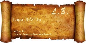 Lapu Béla névjegykártya