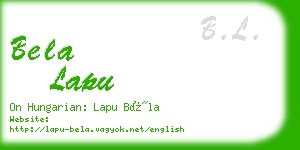 bela lapu business card